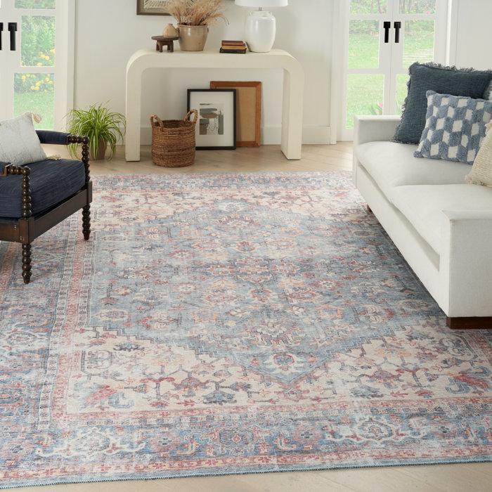 Nicole Curtis Machine Washable Oriental Blue/Red Area Rug & Reviews